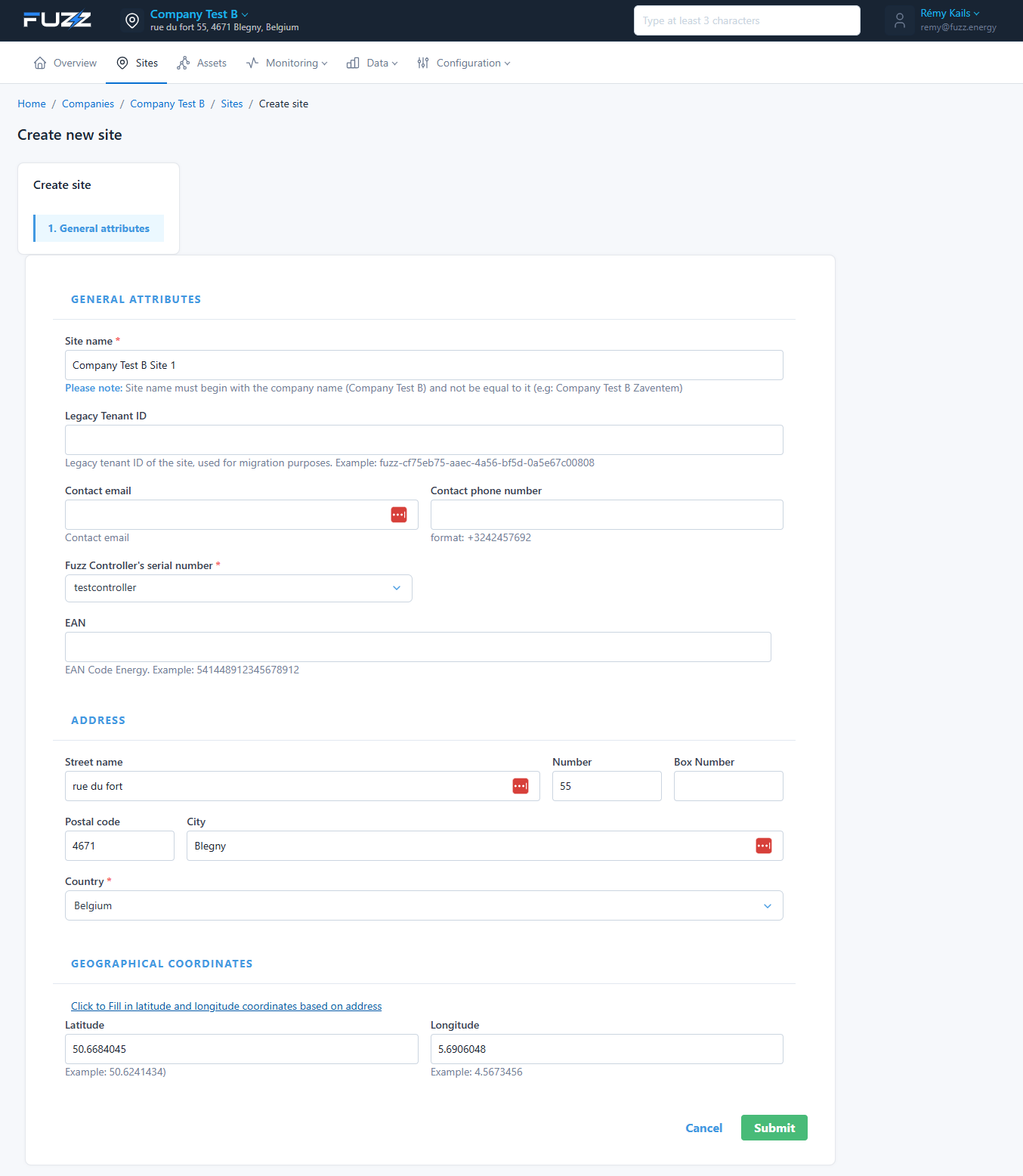 Configuration des informations générales du site