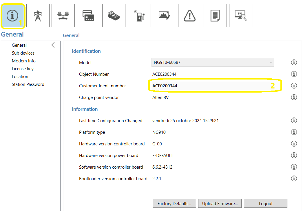 configuration de l'ID OCPP