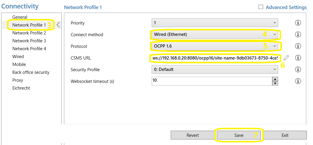 configurer Network Profile 1