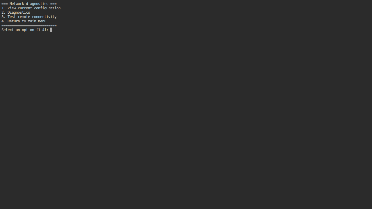Network diagnostics submenu