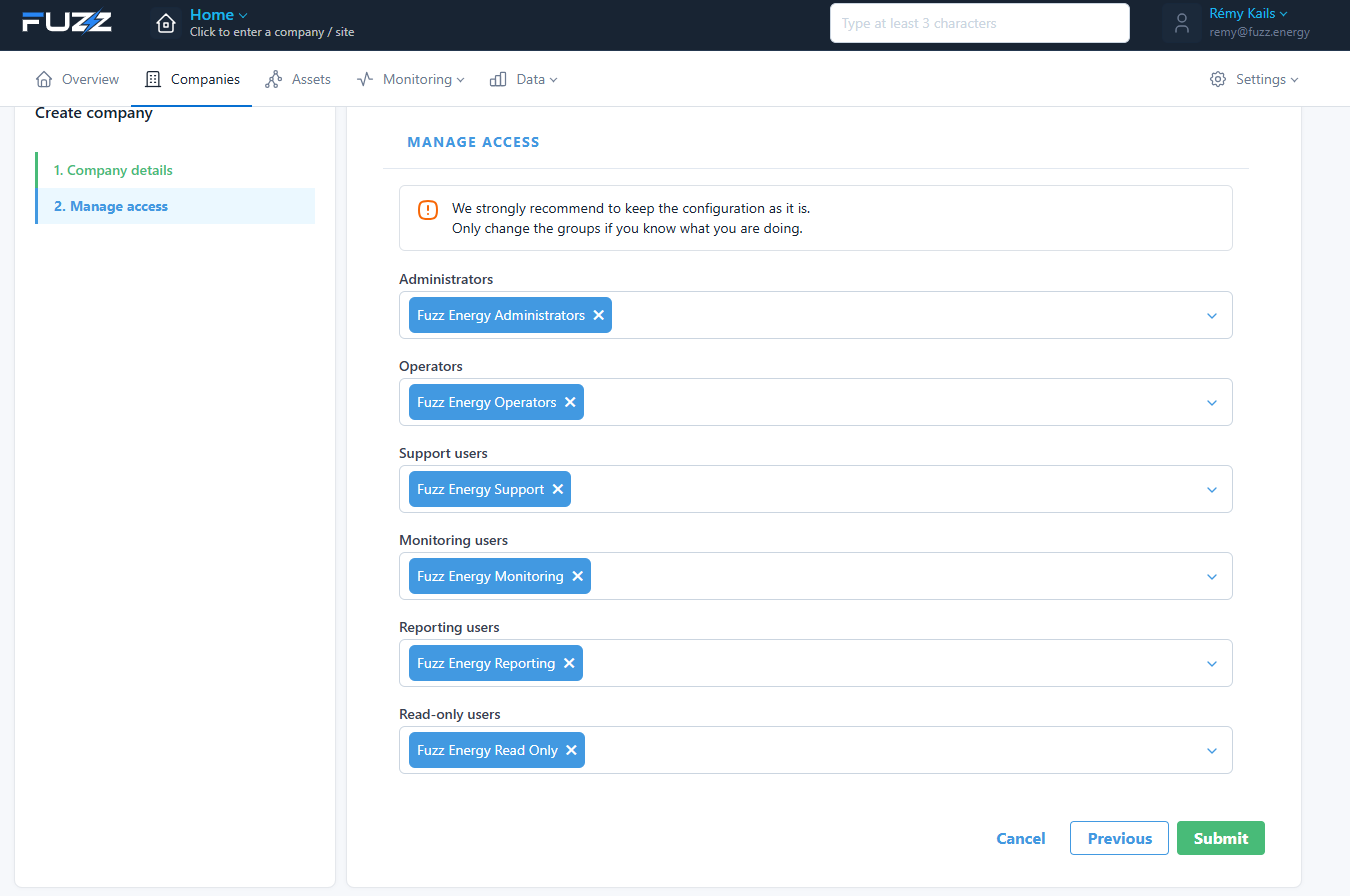 Company access management