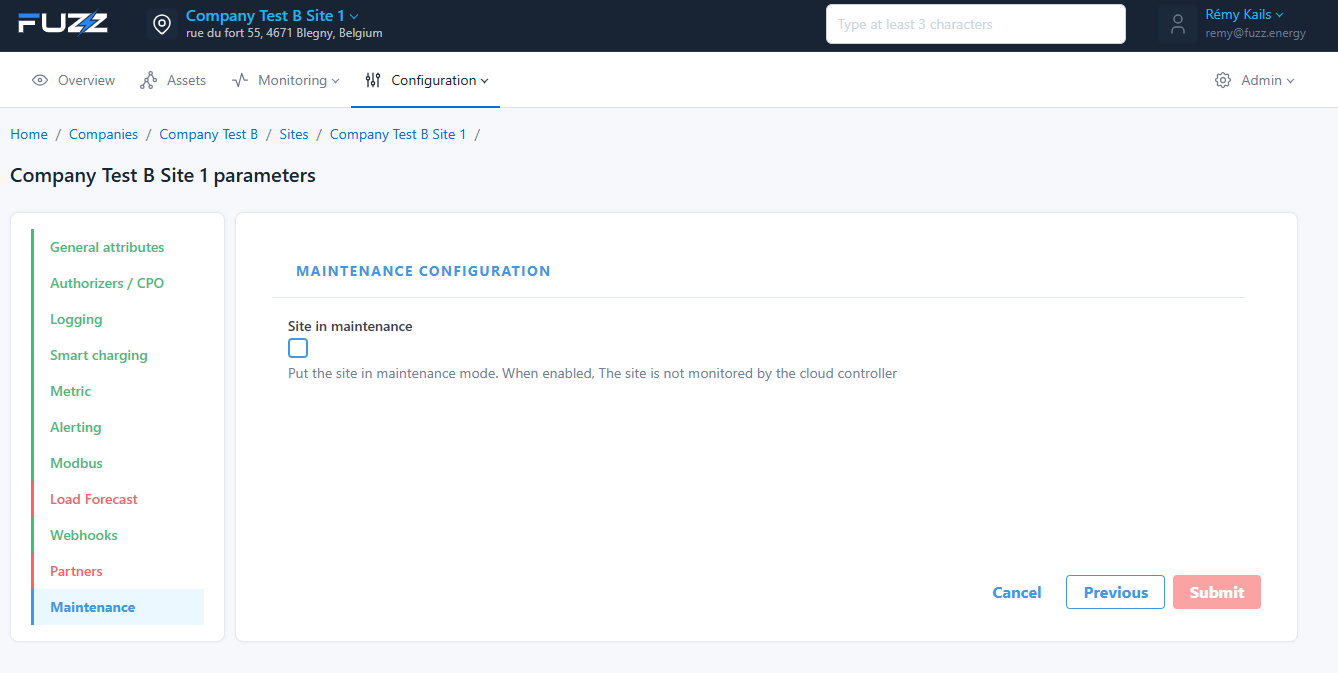 Site configuration: site in maintenance mode (disables alerts)