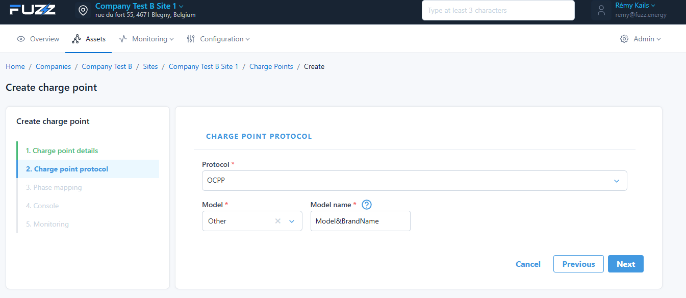Charge point configuration: choosing an unknown charge point model (standard OCPP1.6)